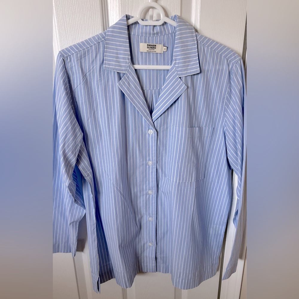 Magasin du Nord Blue Striped Button-Down Shirt S